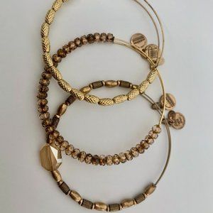 Alex and Ani bundle of three gold beaded bangles